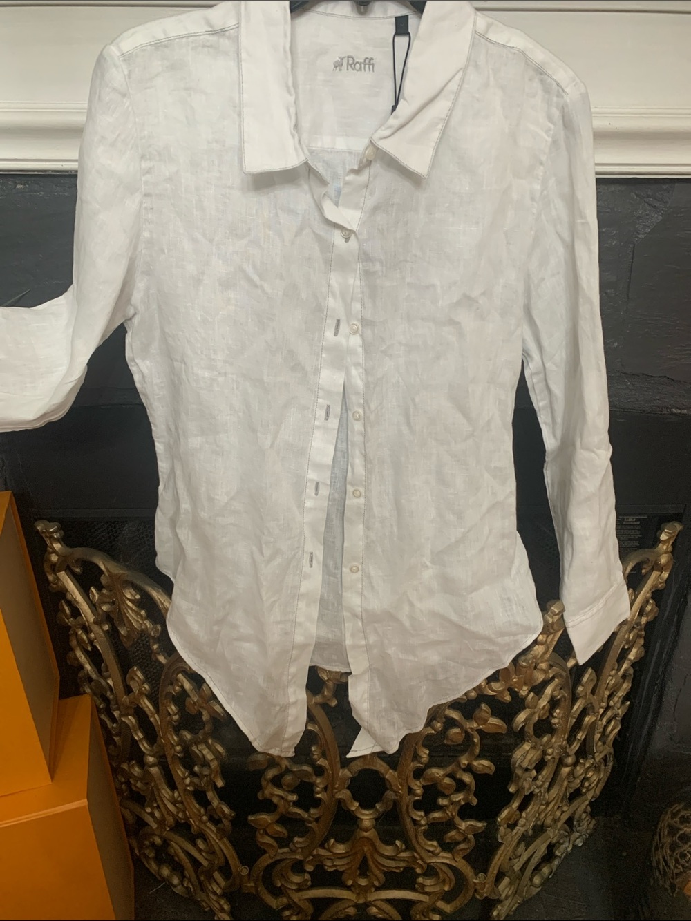 Raffi White Linen Button-Down Shirt